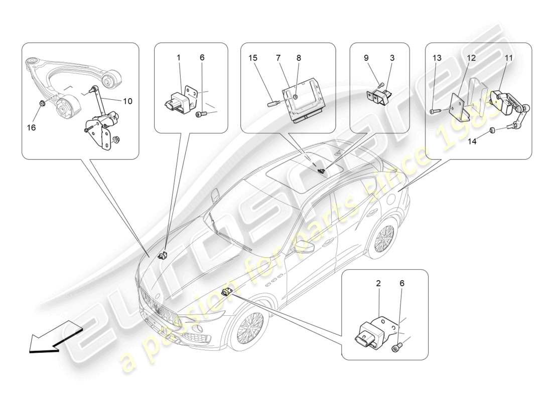 maserati levante (2020) elektronische steuerung (federung) teilediagramm