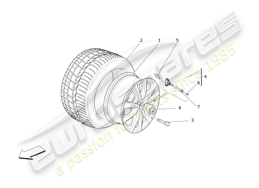 maserati levante tributo (2021) räder und reifen ersatzteildiagramm