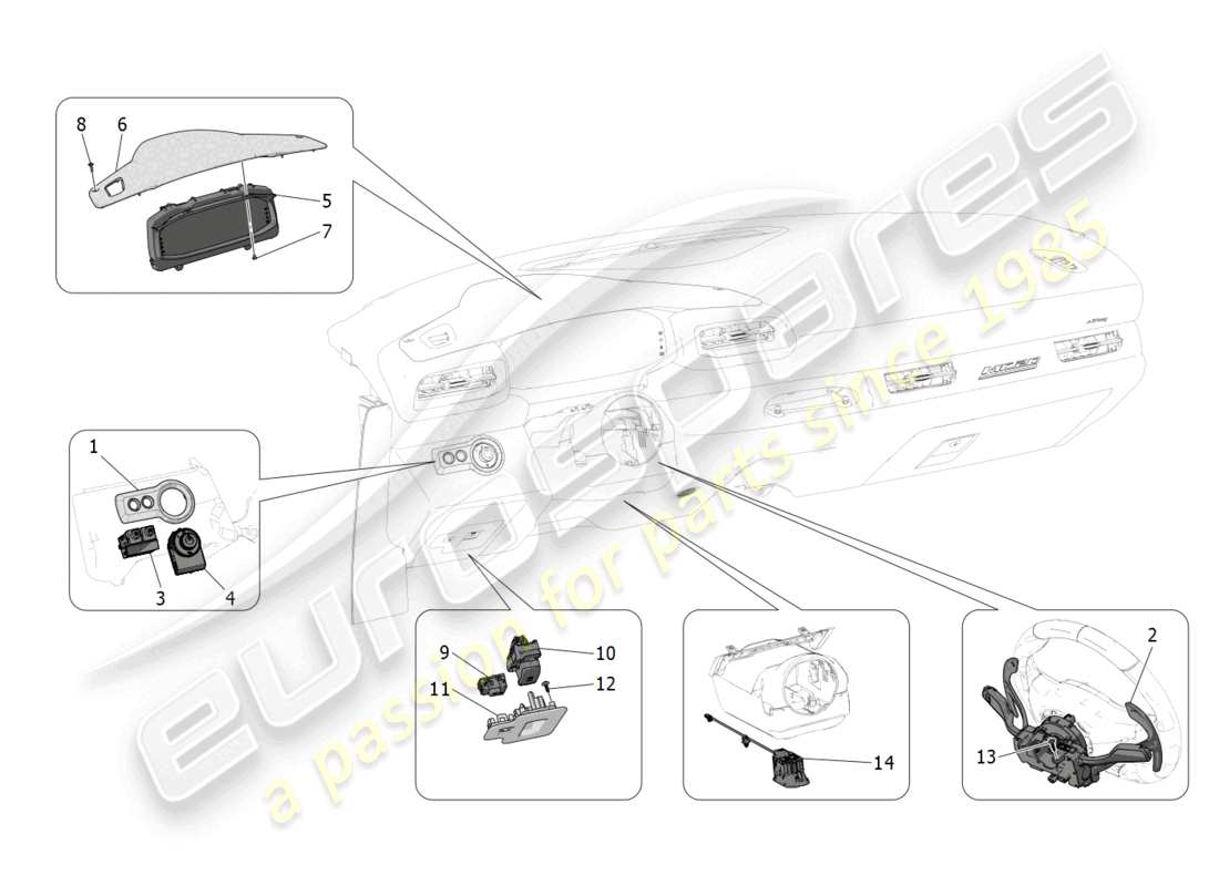 maserati mc20 cielo (2023) dashboard-geräte ersatzteildiagramm