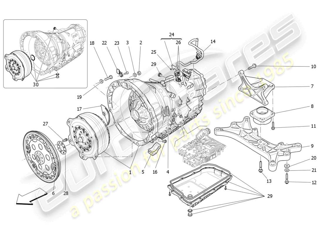 maserati ghibli fragment (2022) getriebegehäuse teilediagramm