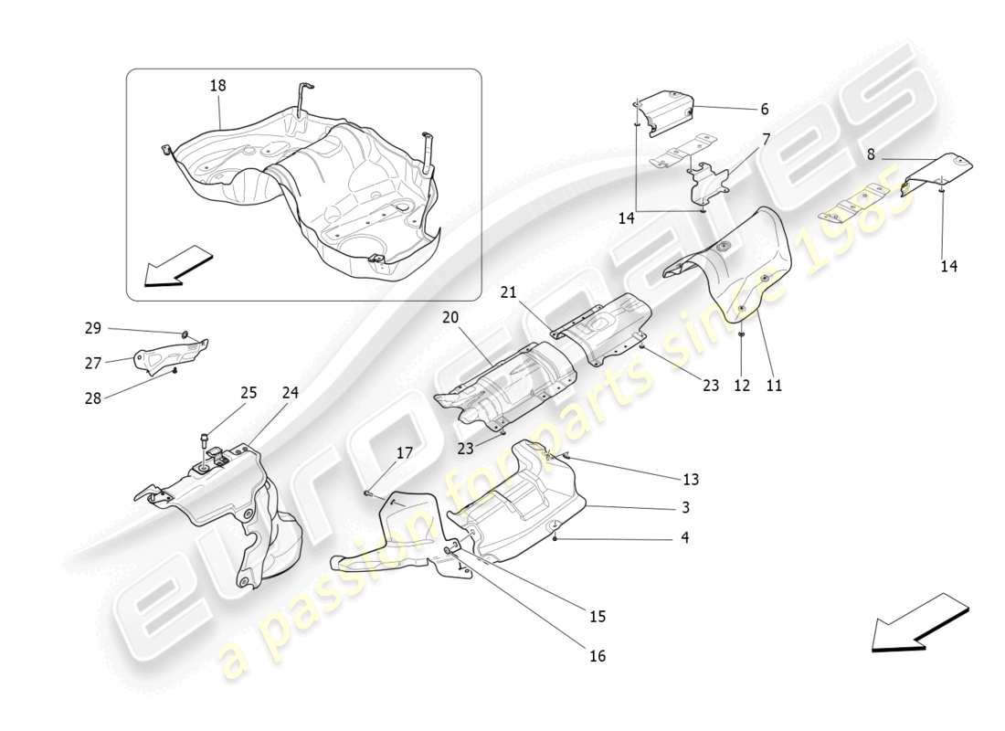 maserati levante gt (2022) wärmedämmplatten teilediagramm