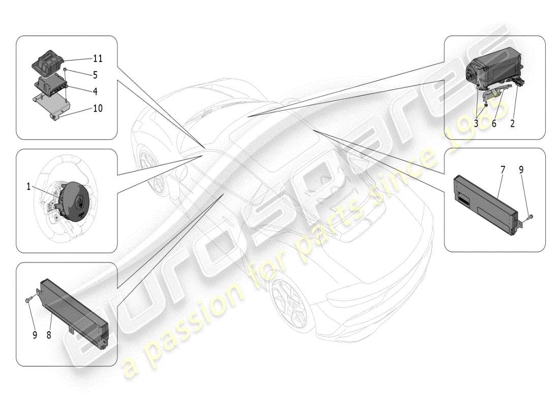 maserati mc20 (2024) airbag-system teilediagramm