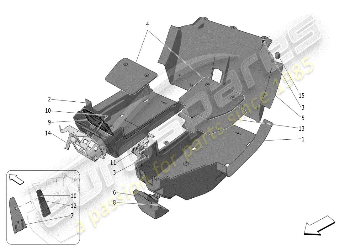 maserati mc20 (2024) fahrgastraummatten ersatzteildiagramm