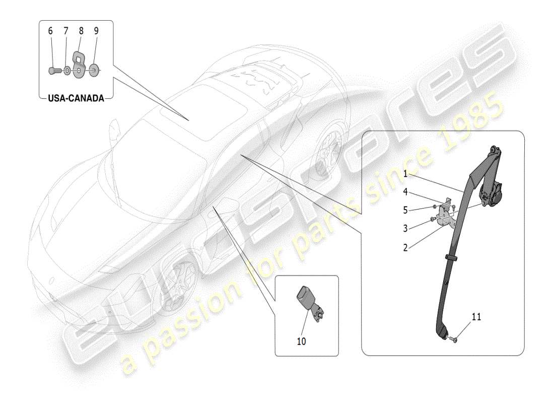 maserati mc20 (2024) sicherheitsgurte ersatzteildiagramm