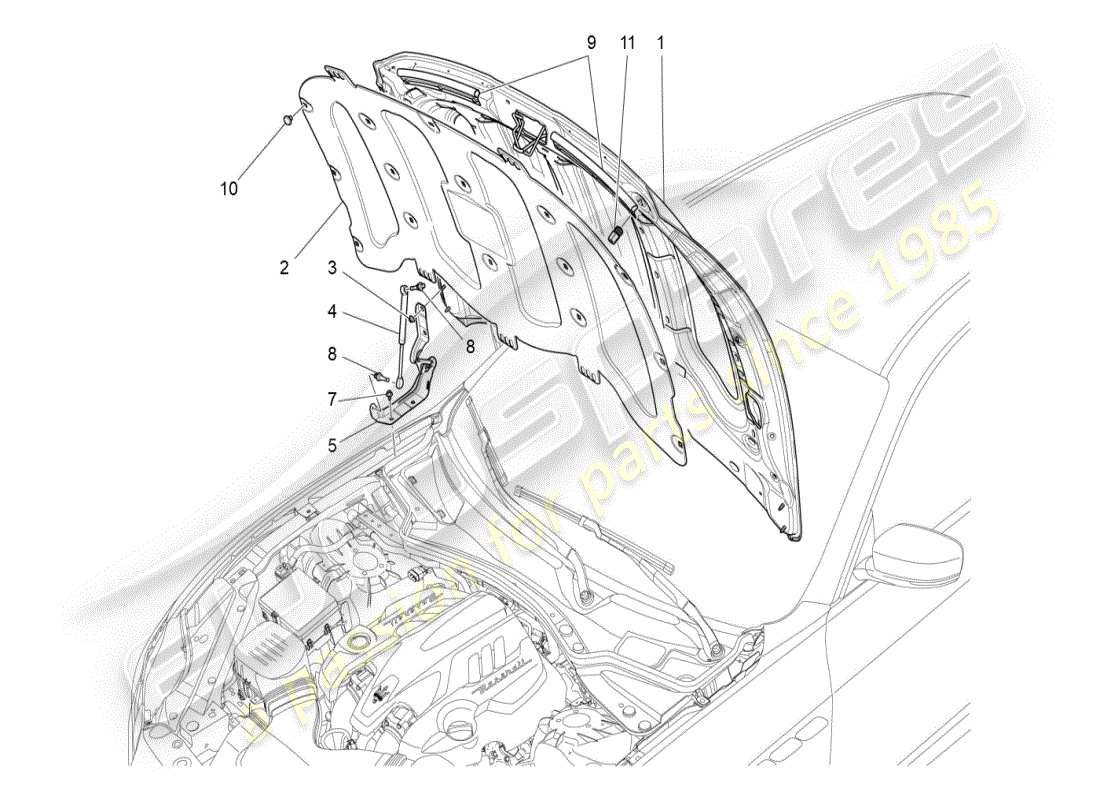 maserati ghibli (2019) vordere deckel teilediagramm