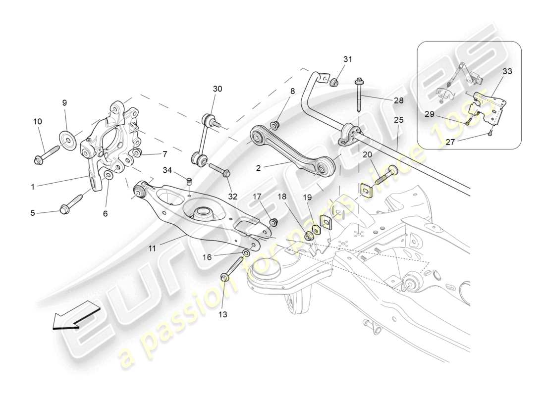 maserati ghibli (2018) hinterradaufhängung teilediagramm