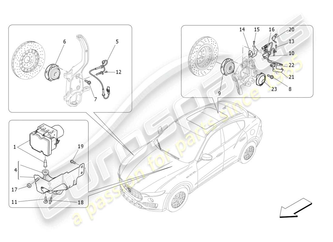 maserati levante (2017) bremssteuersysteme teilediagramm