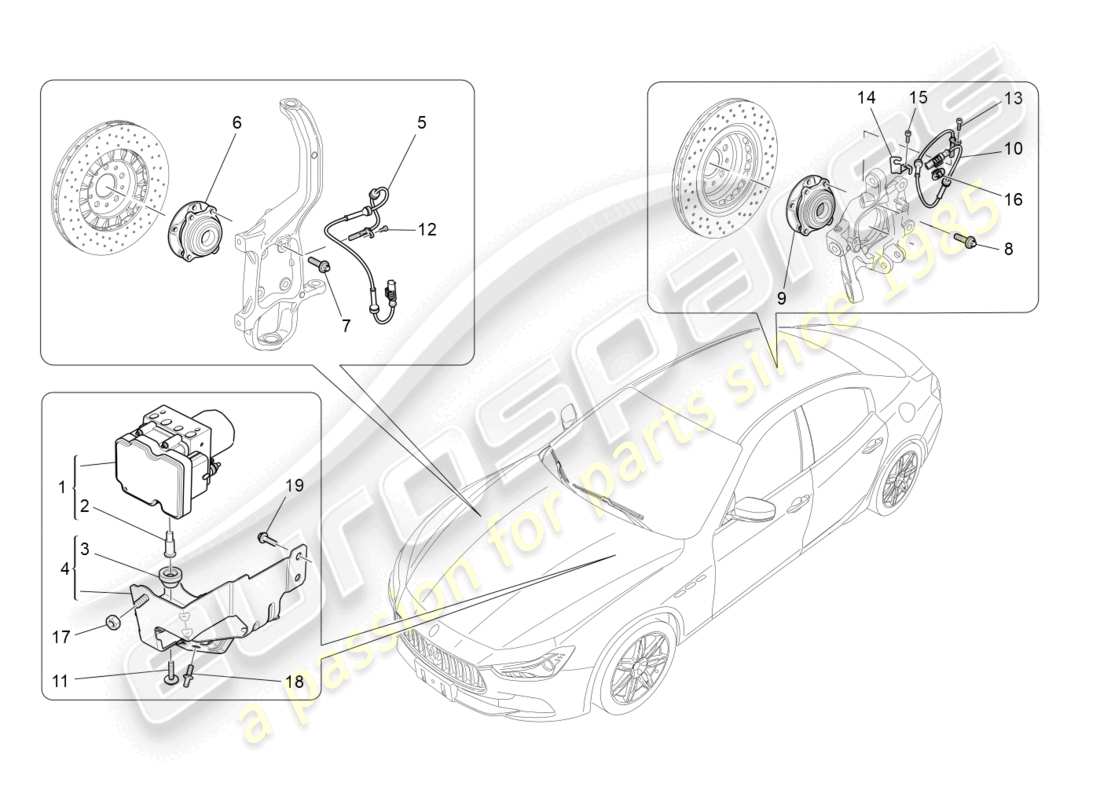 maserati ghibli (2014) bremssteuersysteme teilediagramm
