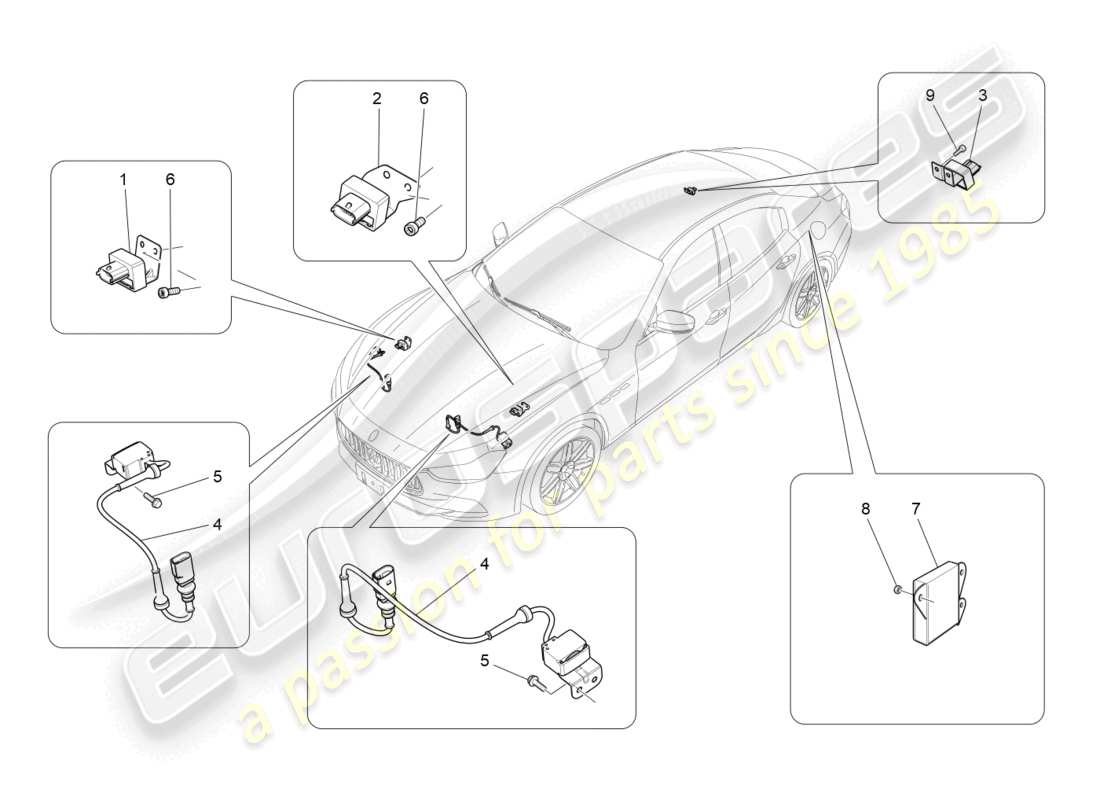maserati ghibli (2018) elektronische steuerung (federung) teilediagramm