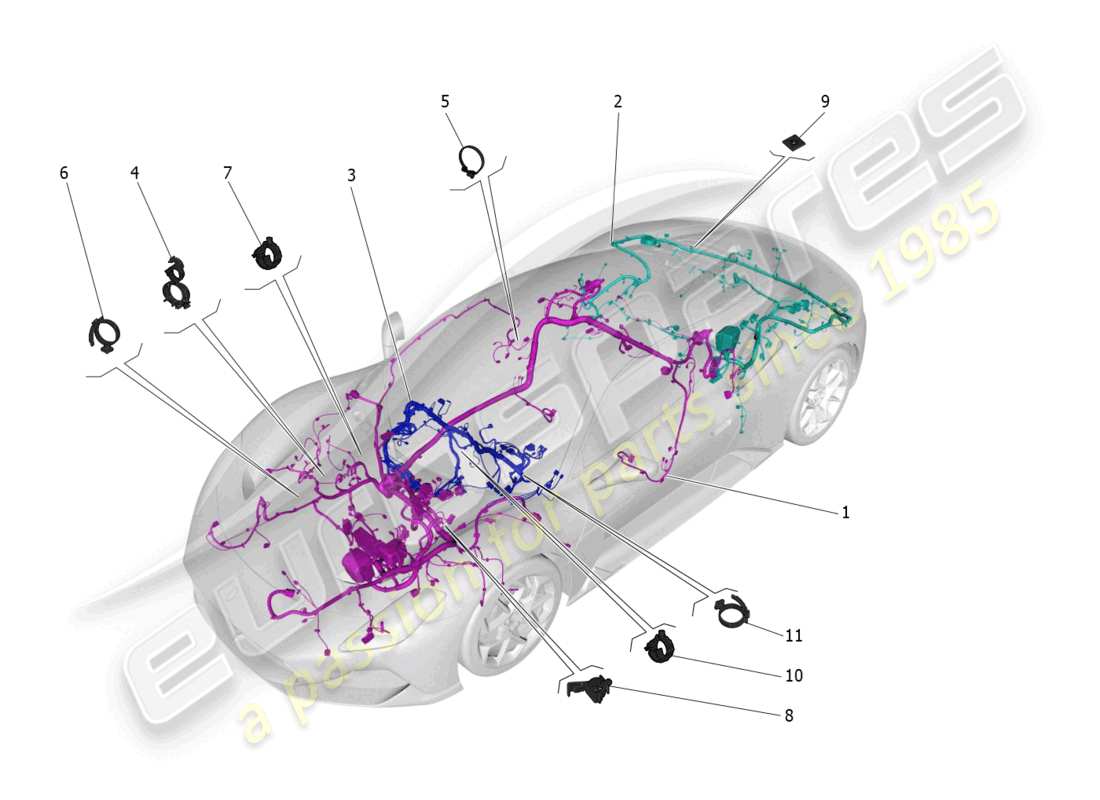 maserati mc20 (2022) hauptverkabelung teilediagramm