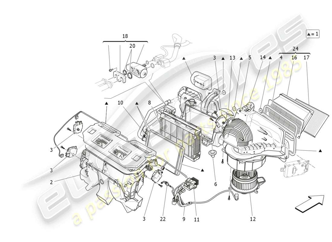 maserati ghibli (2014) klimaanlage: armaturenbrettgeräte ersatzteildiagramm