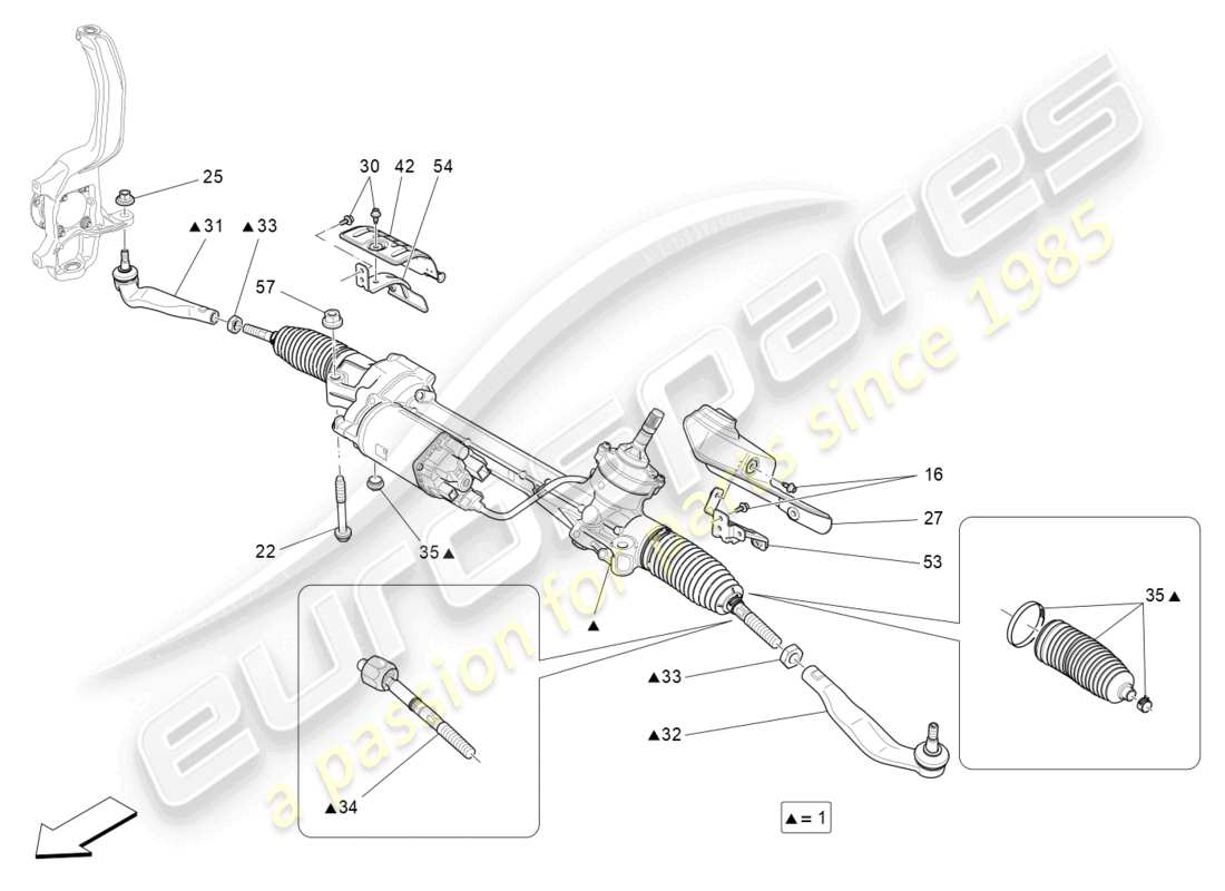 maserati levante modena s (2022) komplette lenkzahnradeinheit ersatzteildiagramm