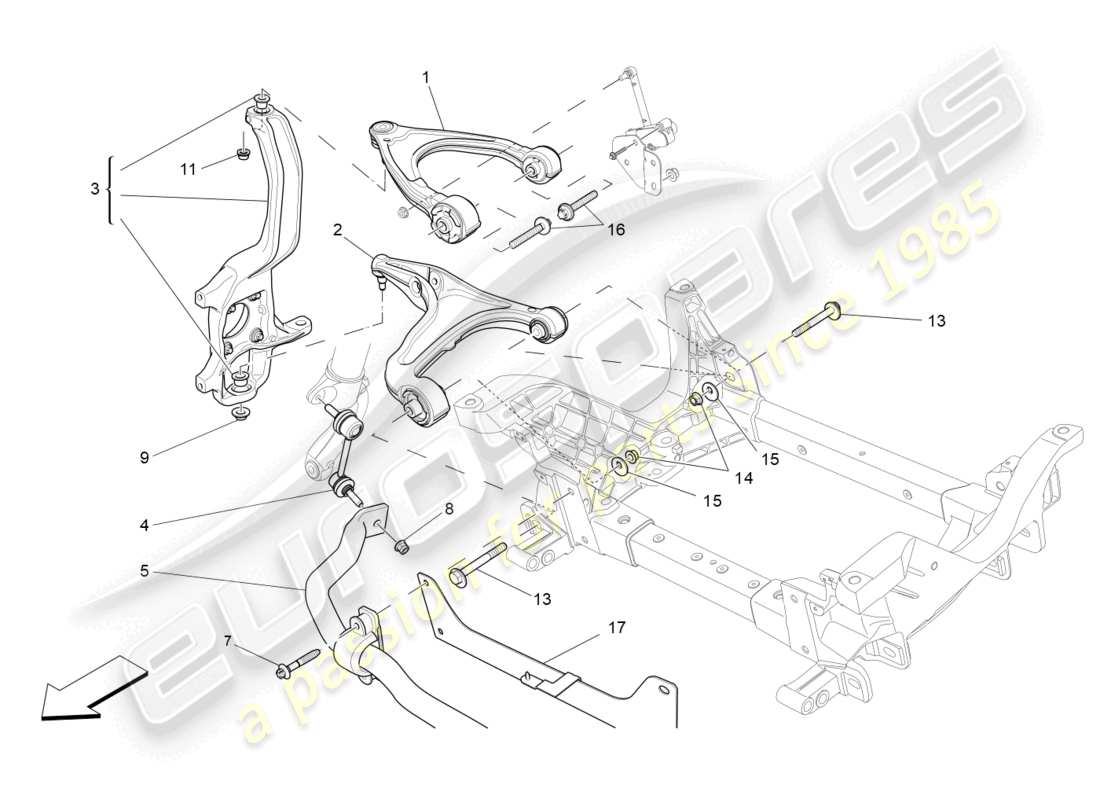 maserati levante trofeo (2020) vordere aufhängung teilediagramm