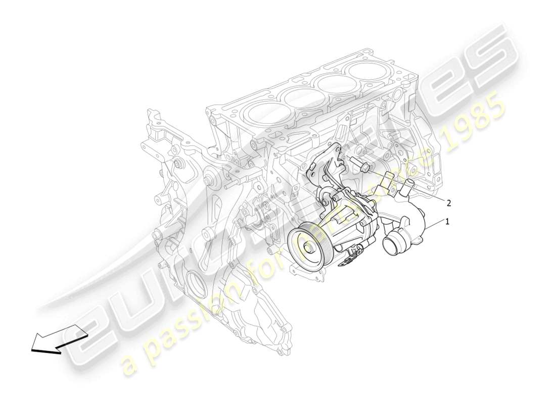 maserati levante gt (2022) kühlsystem: wasserpumpe teilediagramm