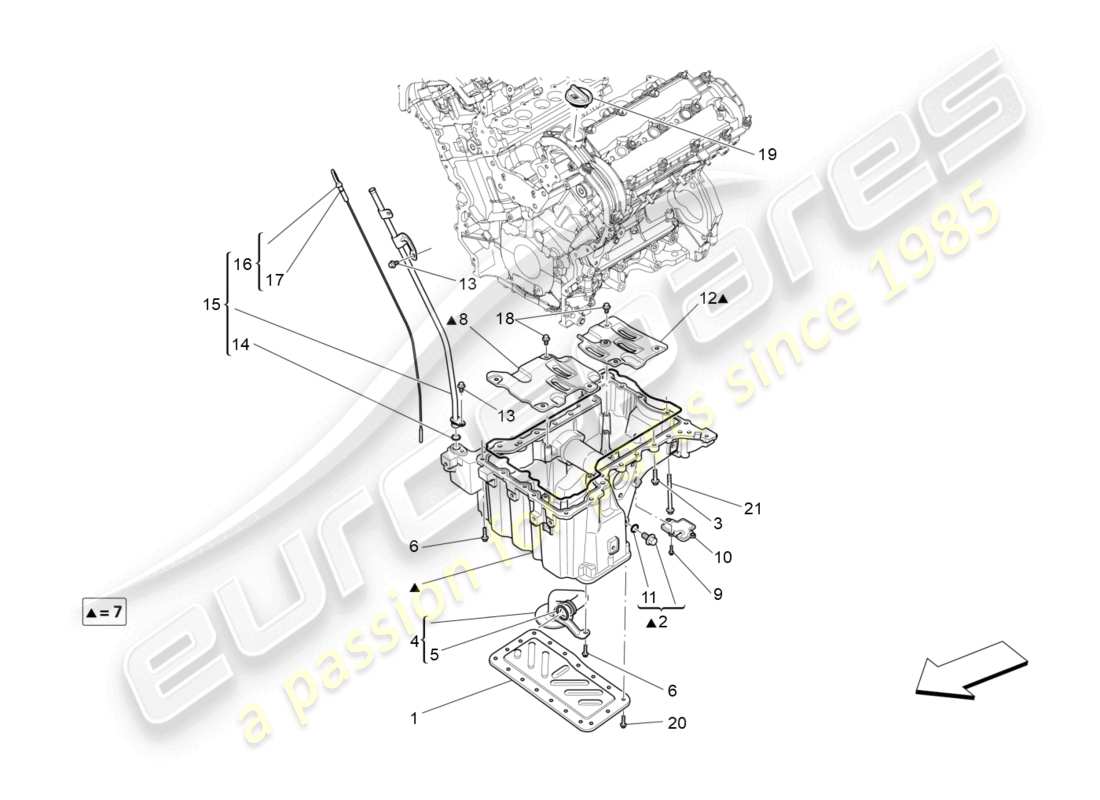 maserati levante (2020) schmiersystem: kreislauf und sammlung teilediagramm