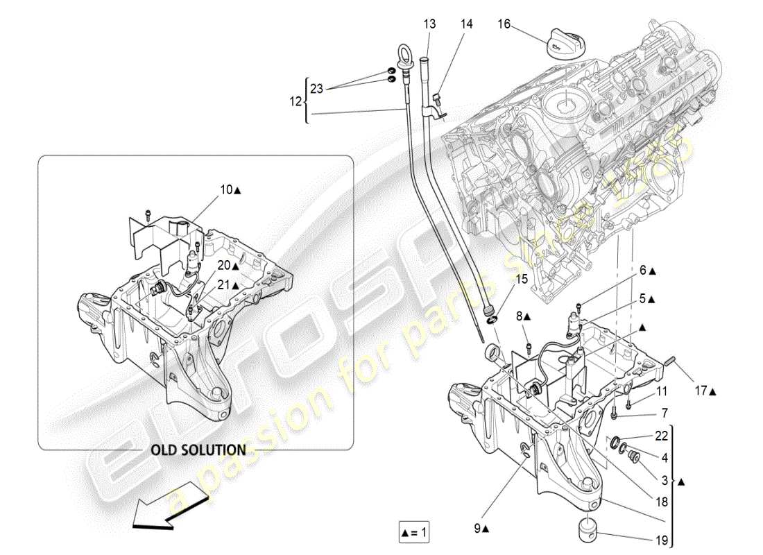maserati ghibli (2021) schmiersystem: kreislauf und sammlung teilediagramm
