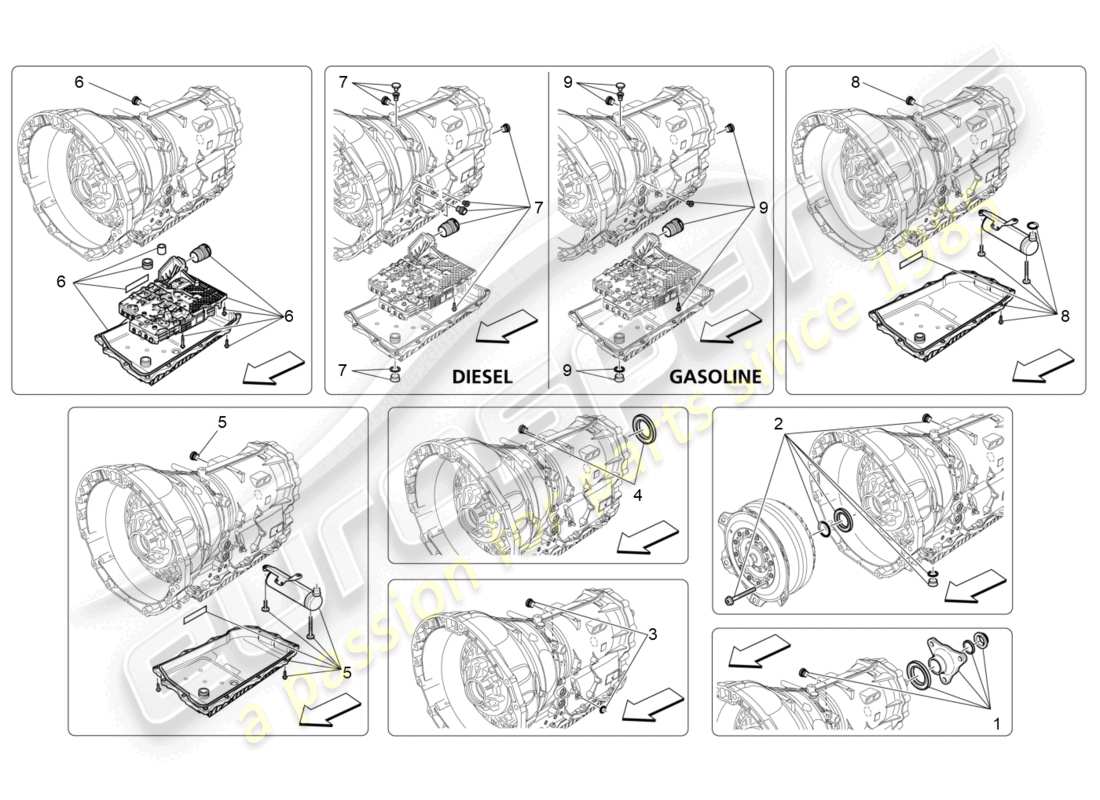 maserati ghibli (2018) getriebegehäuse ersatzteildiagramm