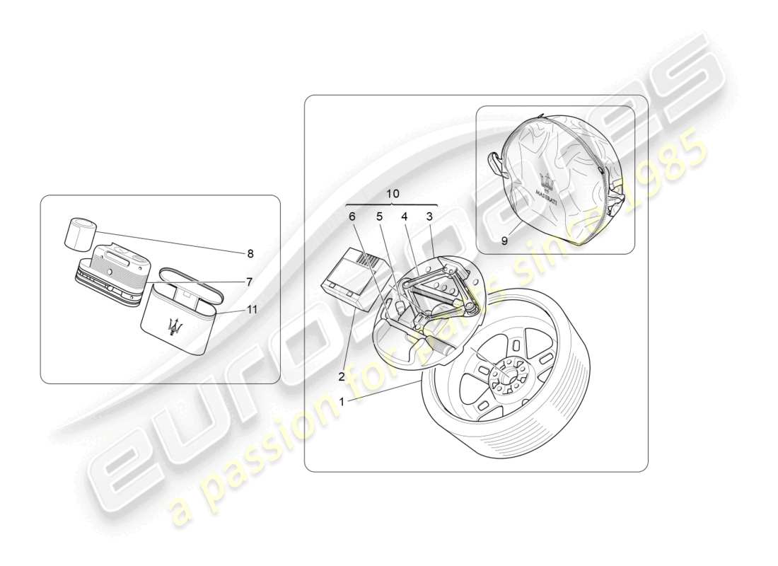 maserati granturismo mc stradale (2011) standardmässig mitgeliefertes teilediagramm