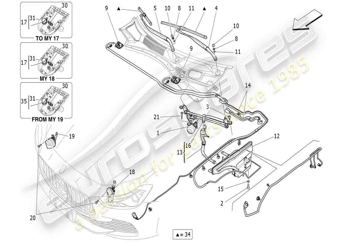 maserati ghibli (2019) externe fahrzeuggeräte teilediagramm