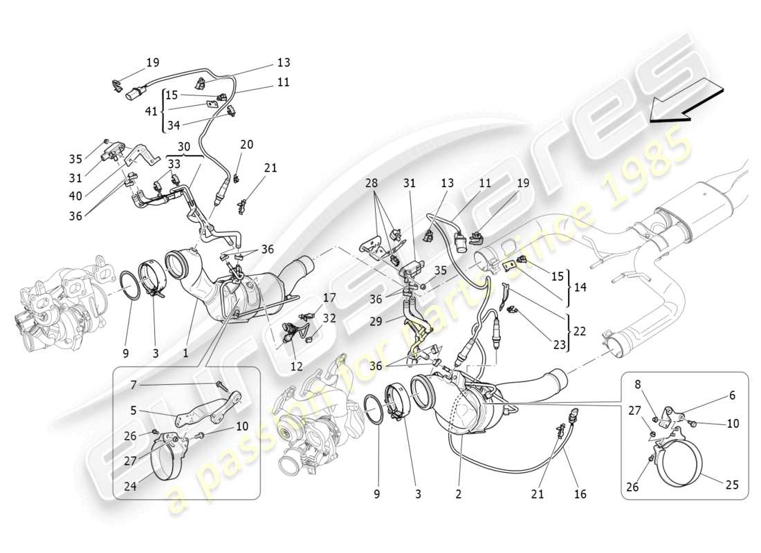 maserati levante trofeo (2020) vorkatalysatoren und katalysatoren teilediagramm