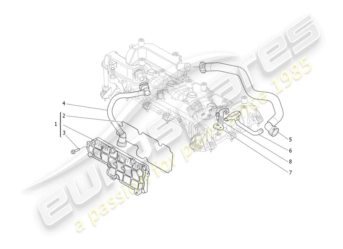 maserati levante gt (2022) öldampf-rückführungssystem - teilediagramm