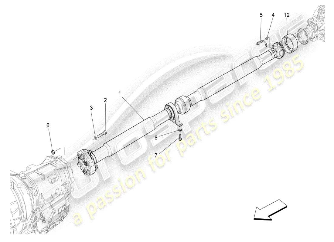 maserati ghibli (2019) getriebewelle teilediagramm