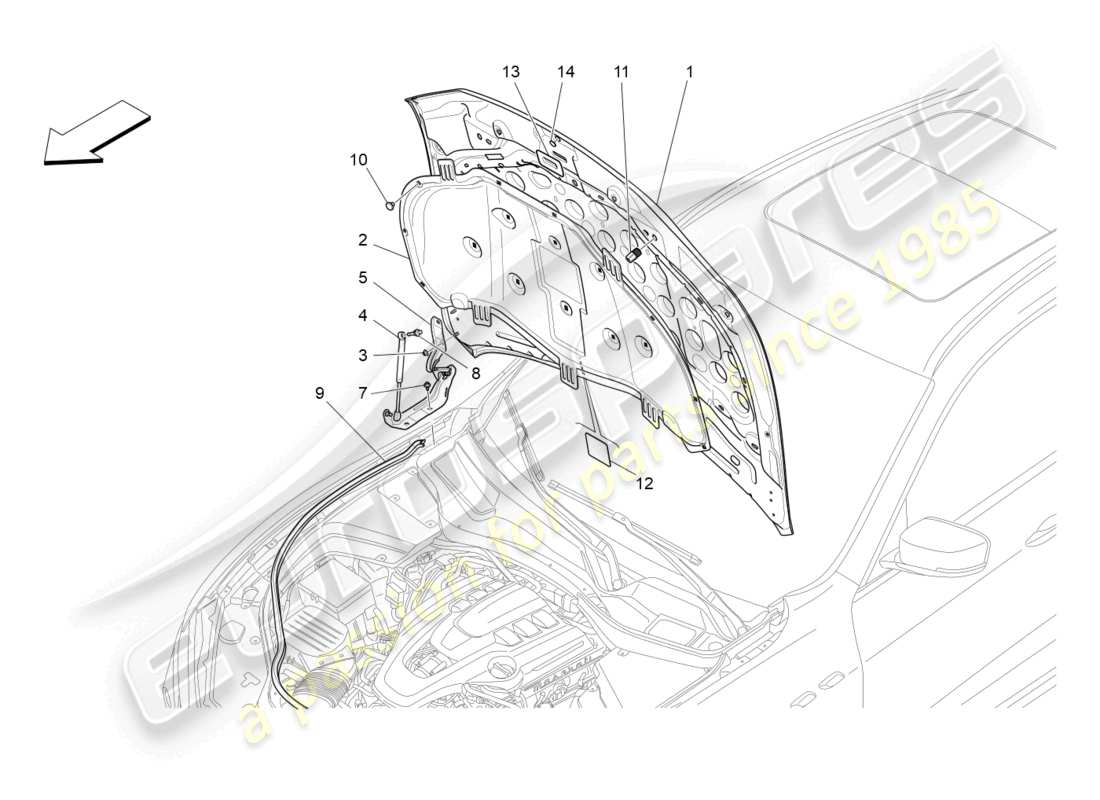 maserati levante modena (2022) vordere deckel teilediagramm