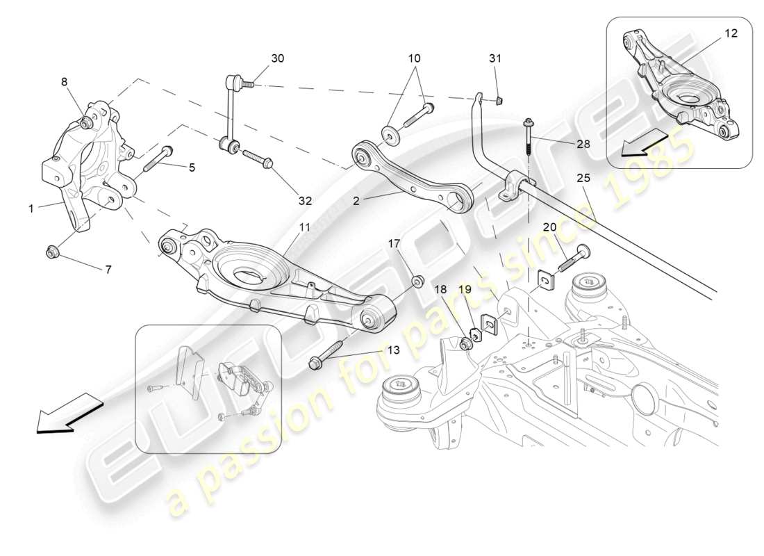 maserati levante (2017) hinterradaufhängung teilediagramm