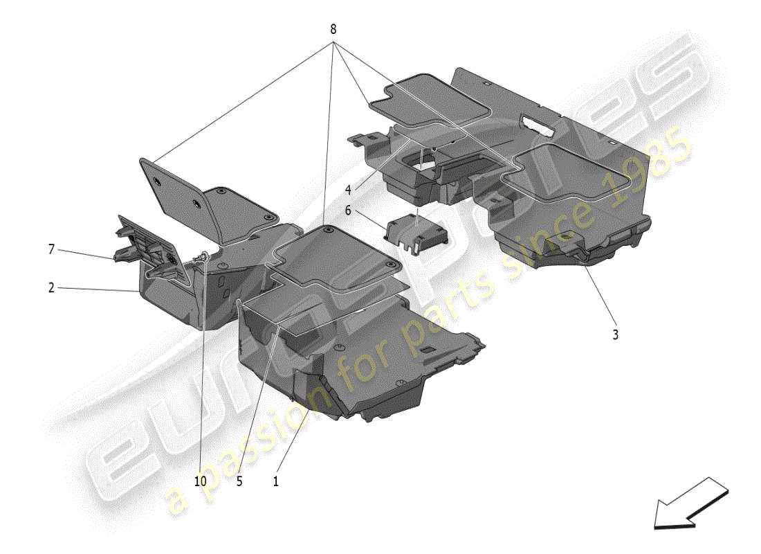 maserati grecale modena (2023) fahrgastraummatten ersatzteildiagramm