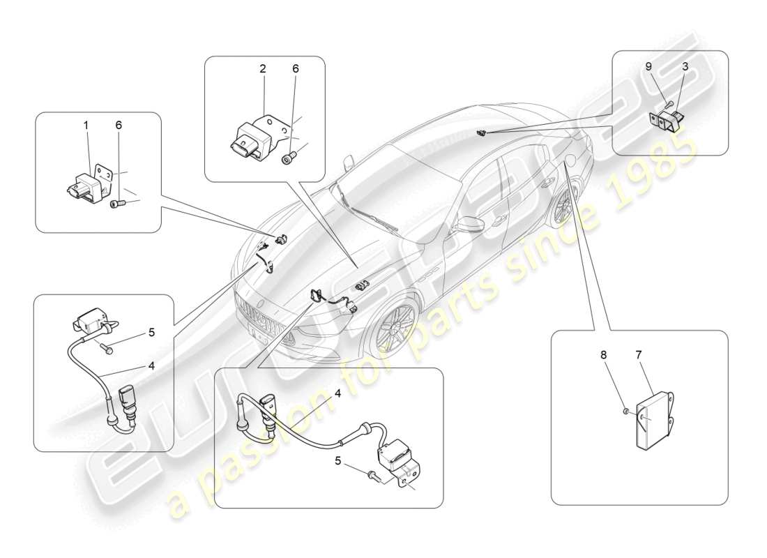 maserati ghibli (2016) elektronische steuerung (federung) teilediagramm