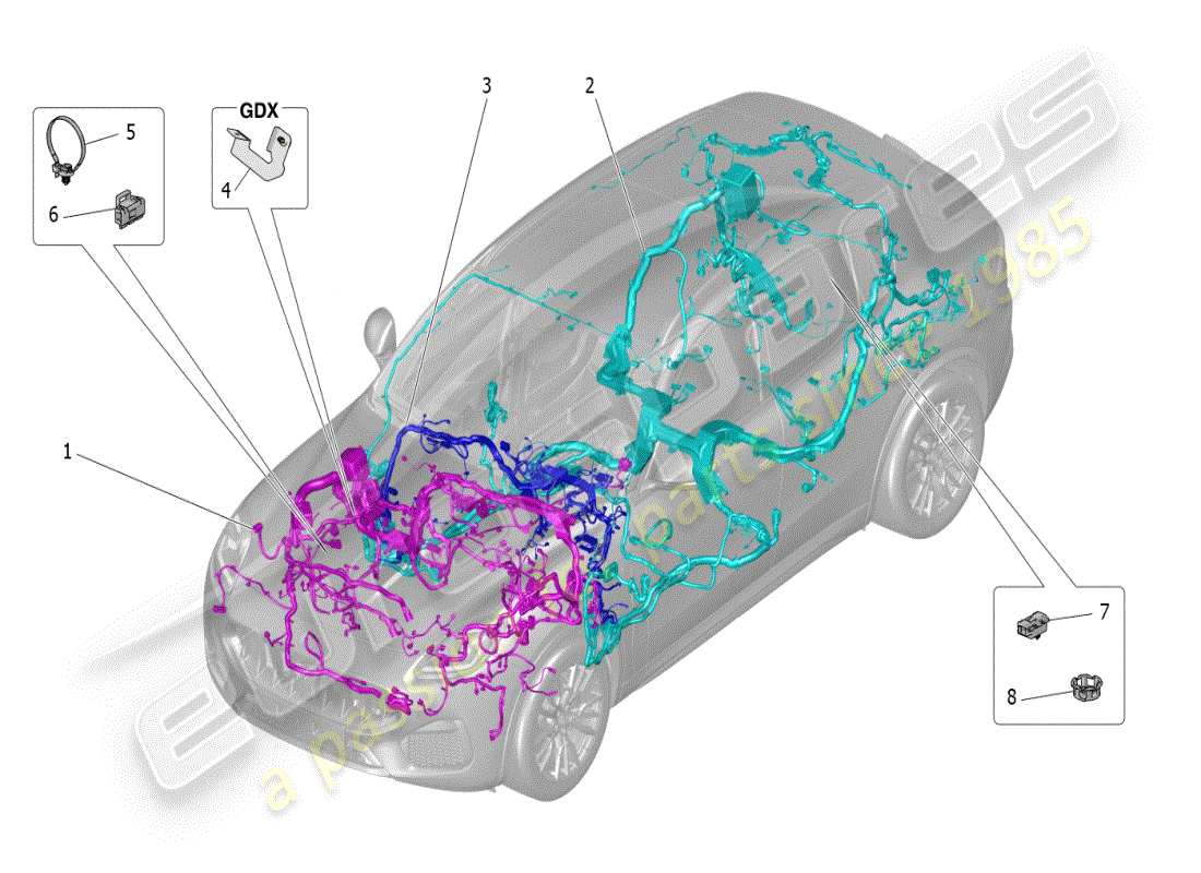 maserati grecale modena (2023) hauptverkabelung teilediagramm