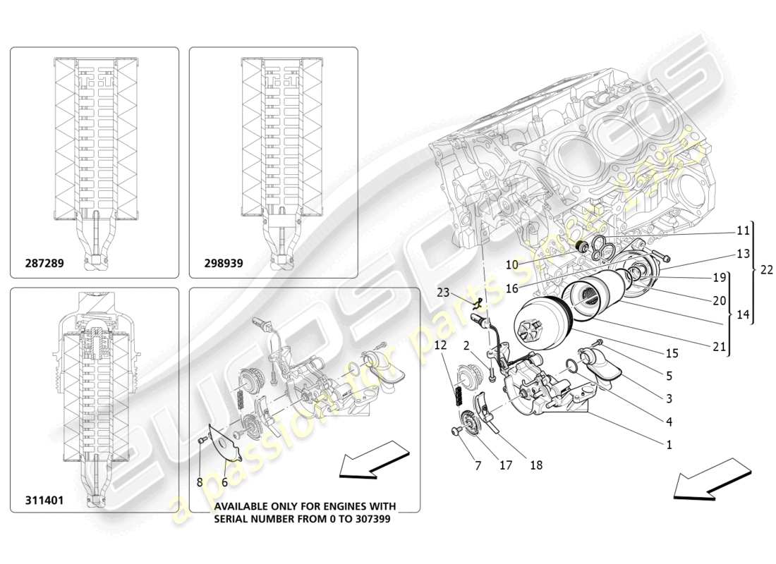 maserati ghibli (2014) schmiersystem: pumpe und filter teilediagramm