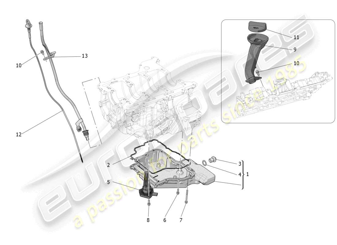 maserati grecale trofeo (2023) schmiersystem: kreislauf und sammlung teilediagramm
