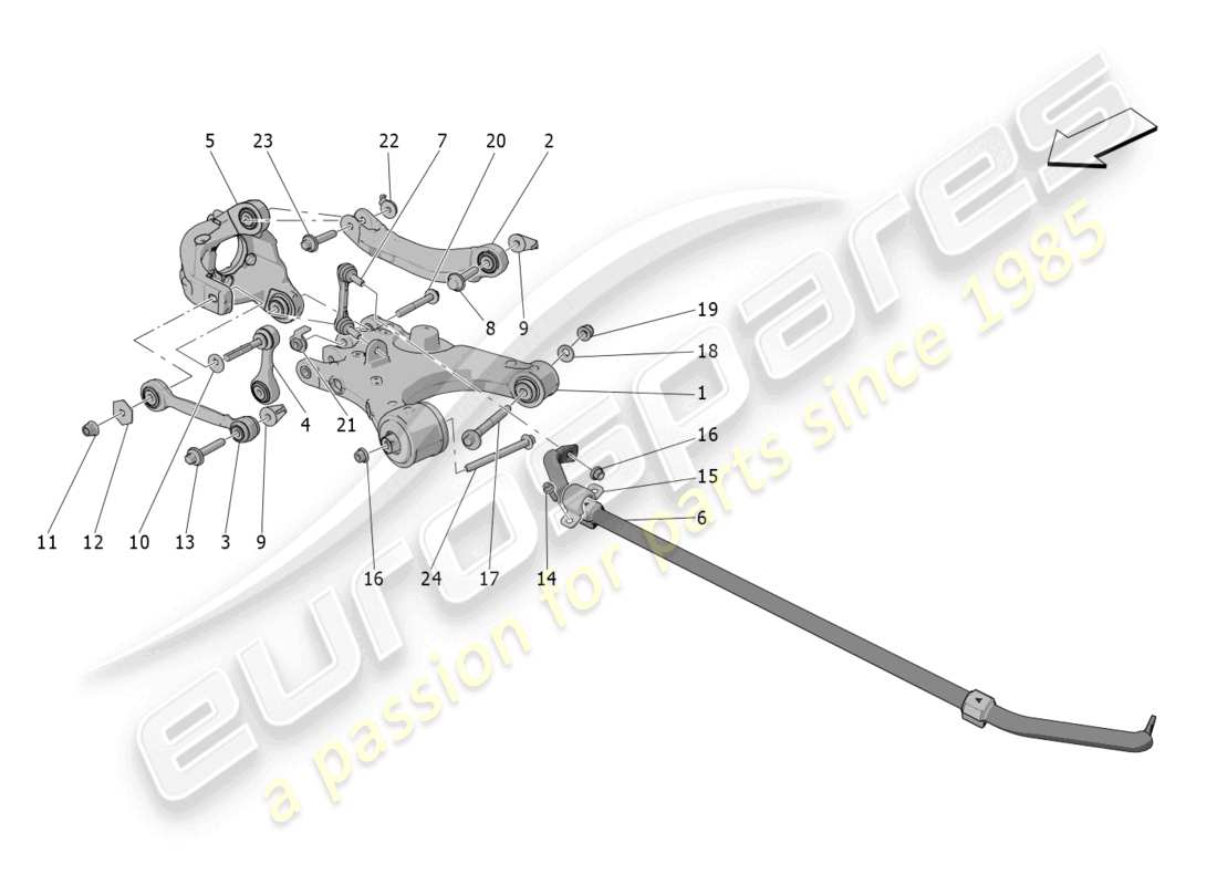 maserati grecale trofeo (2023) hinterradaufhängung teilediagramm