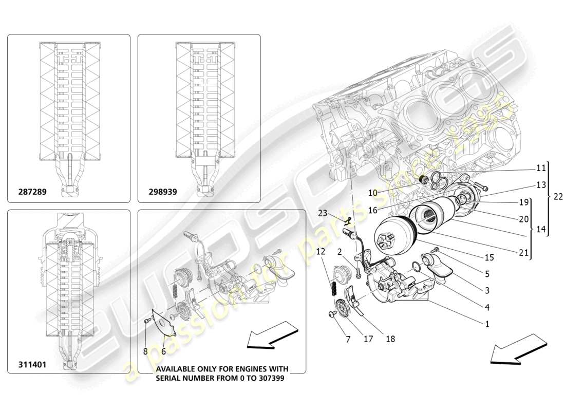 maserati ghibli (2016) schmiersystem: pumpe und filter teilediagramm