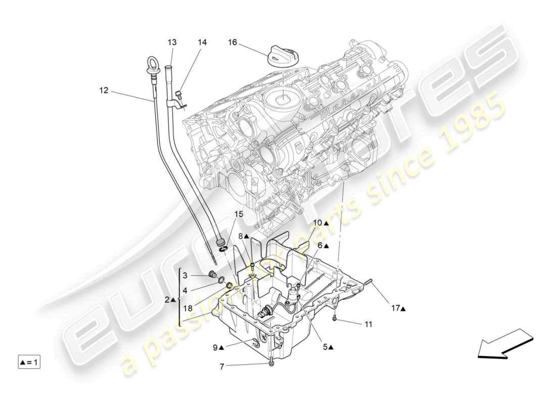 maserati ghibli (2016) schmiersystem: kreislauf und sammlung teilediagramm