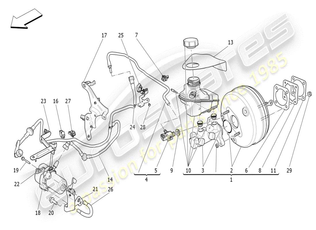 maserati ghibli (2021) bremsservosystem teilediagramm