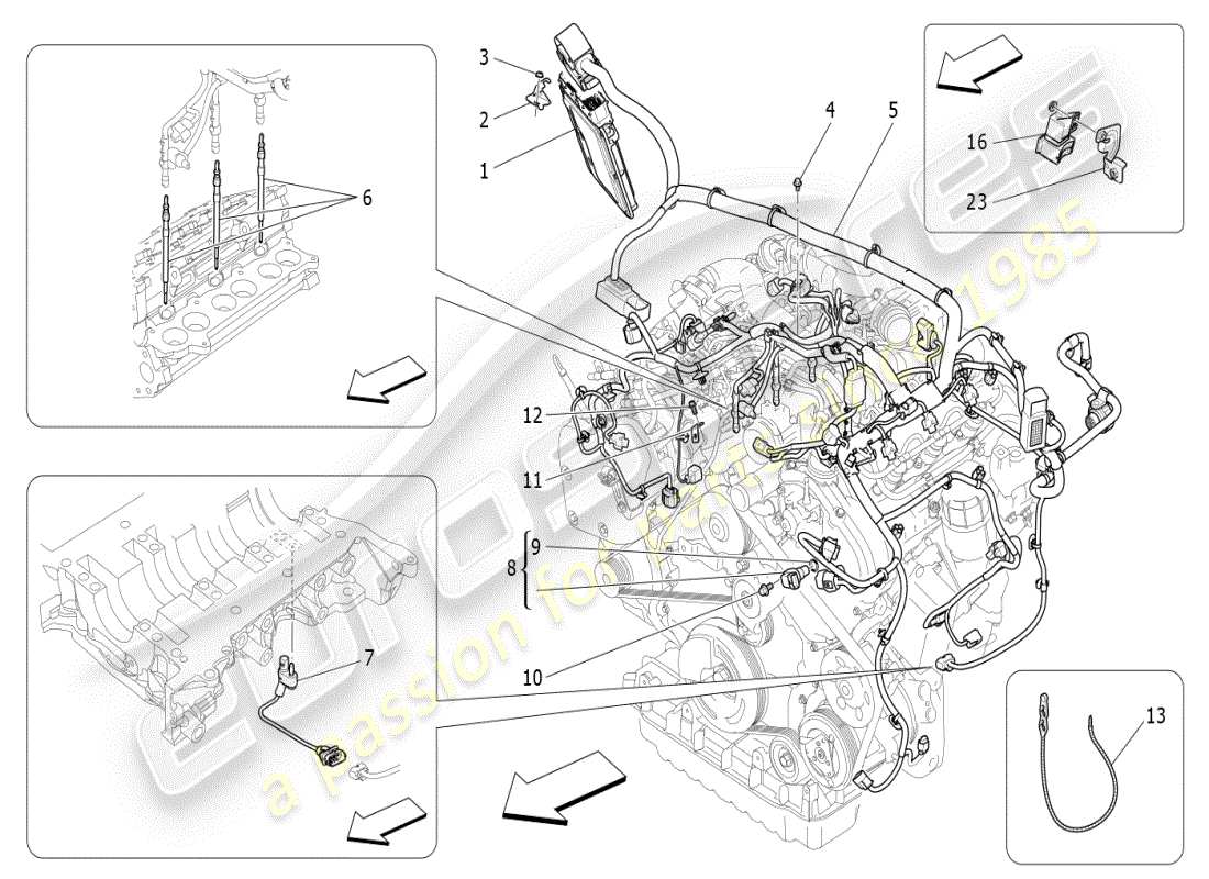 maserati ghibli (2019) elektronische steuerung: einspritz- und motorsteuerungssteuerung teilediagramm