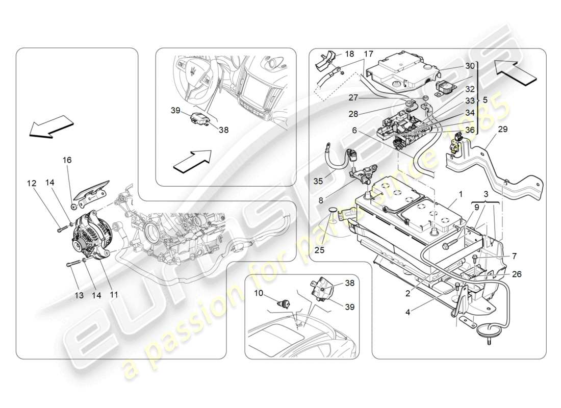 maserati levante trofeo (2020) energiegeneration und -speicherung teilediagramm