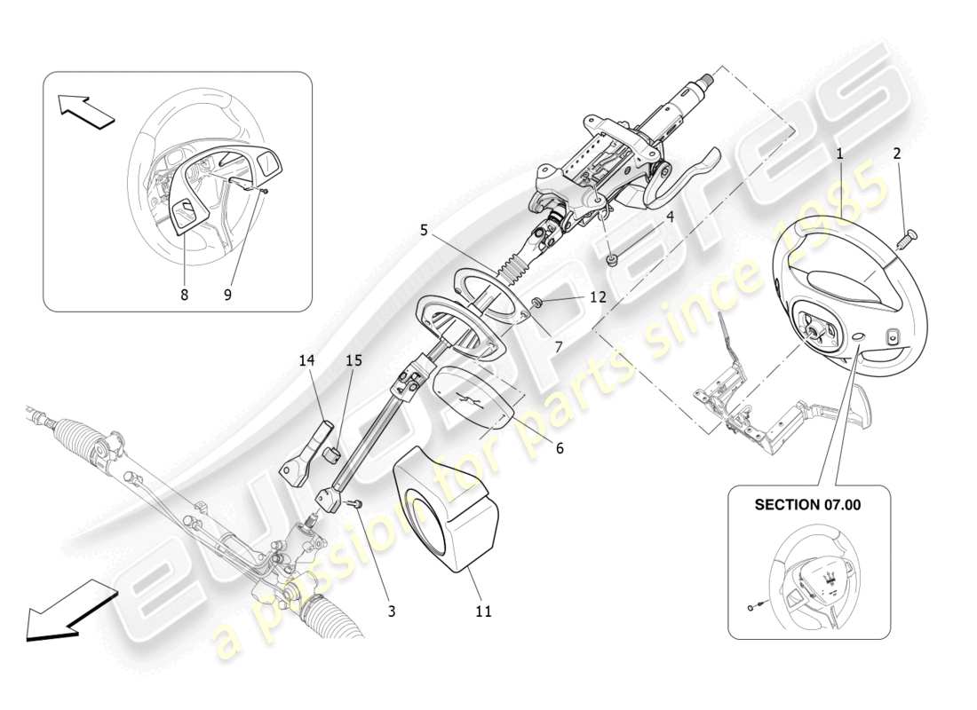 maserati levante modena (2022) lenksäule und lenkradeinheit teilediagramm