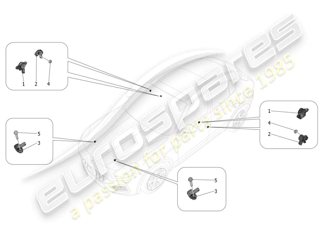 maserati grecale trofeo (2023) crashsensoren - ersatzteildiagramm