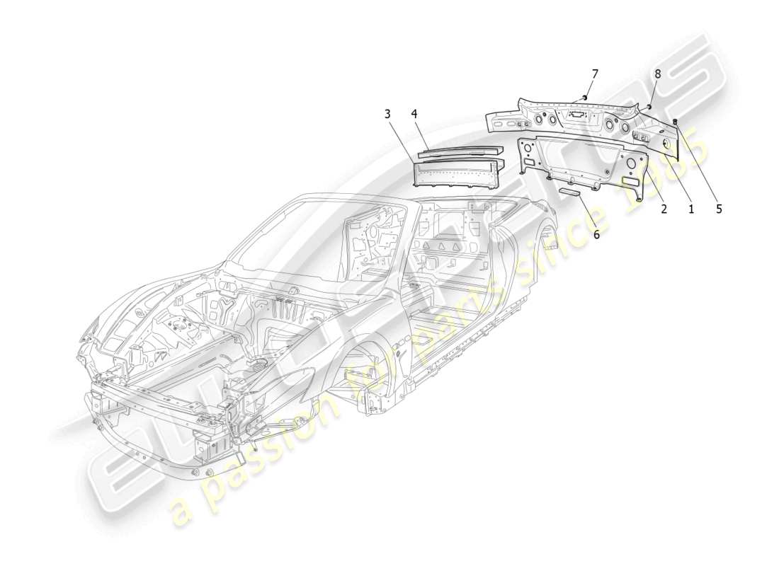maserati grancabrio mc (2013) karosserie und hintere aussenverkleidung teilediagramm
