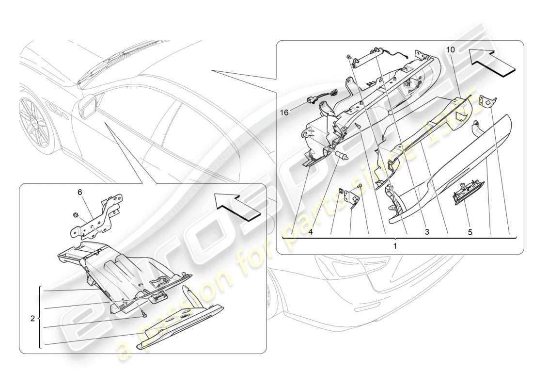 maserati ghibli (2015) handschuhfächer ersatzteildiagramm