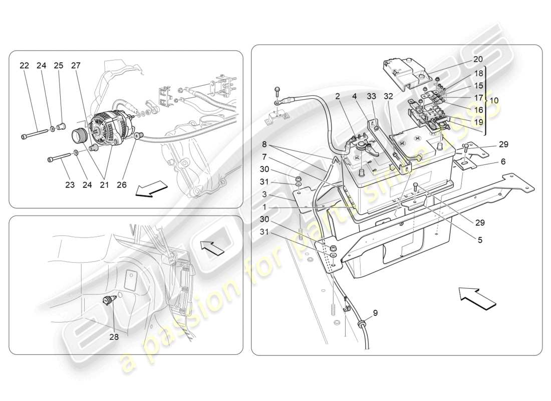 maserati grancabrio mc (2013) energiegeneration und -speicherung teilediagramm