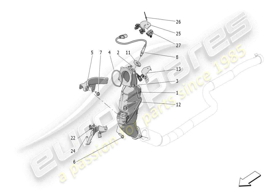 maserati grecale modena (2023) vorkatalysatoren und katalysatoren teilediagramm