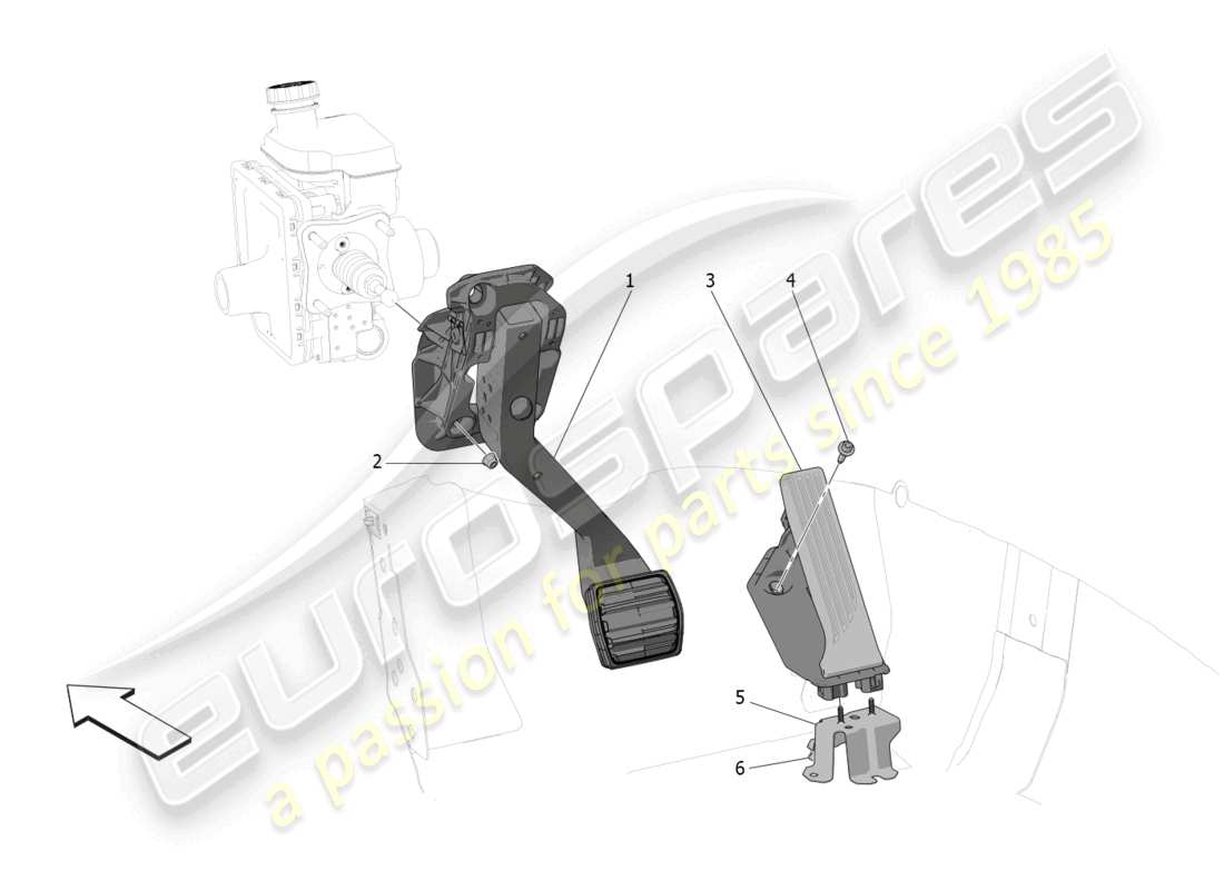 maserati grecale trofeo (2023) komplette pedalboard-einheit teilediagramm
