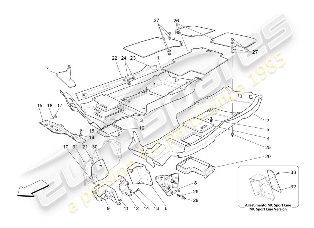 maserati grancabrio mc (2013) fahrgastraummatten ersatzteildiagramm