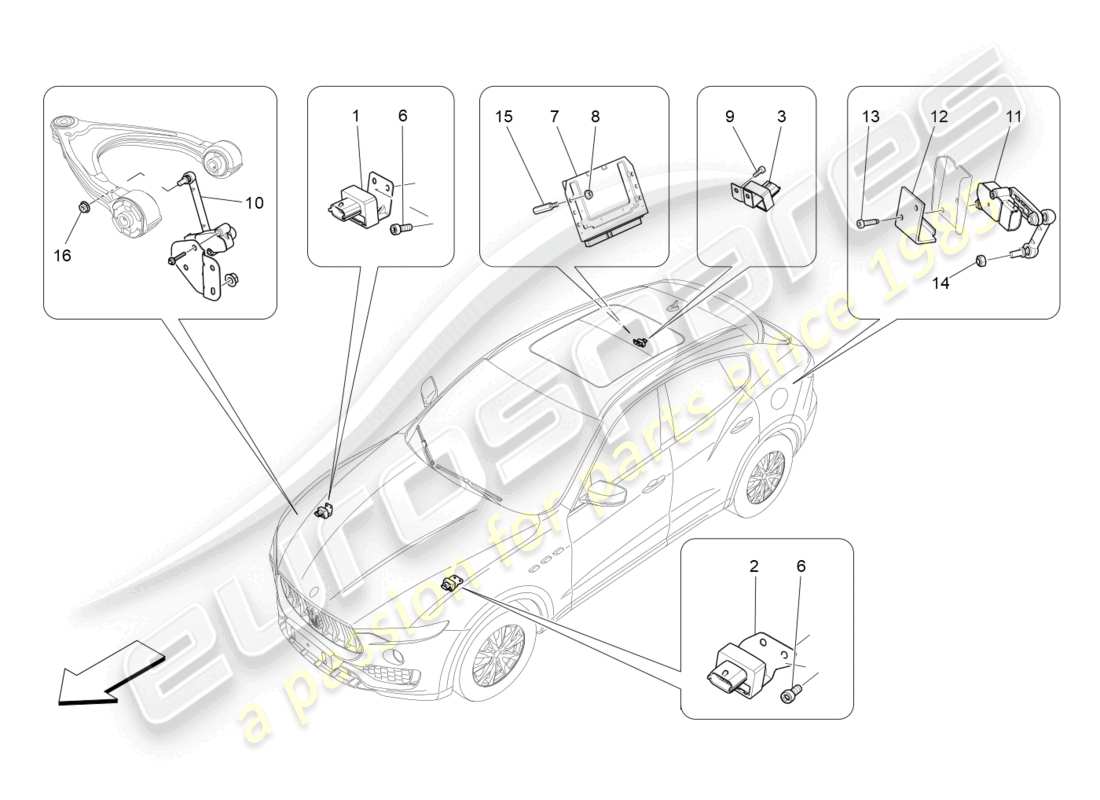 maserati levante modena s (2022) elektronische steuerung (federung) teilediagramm