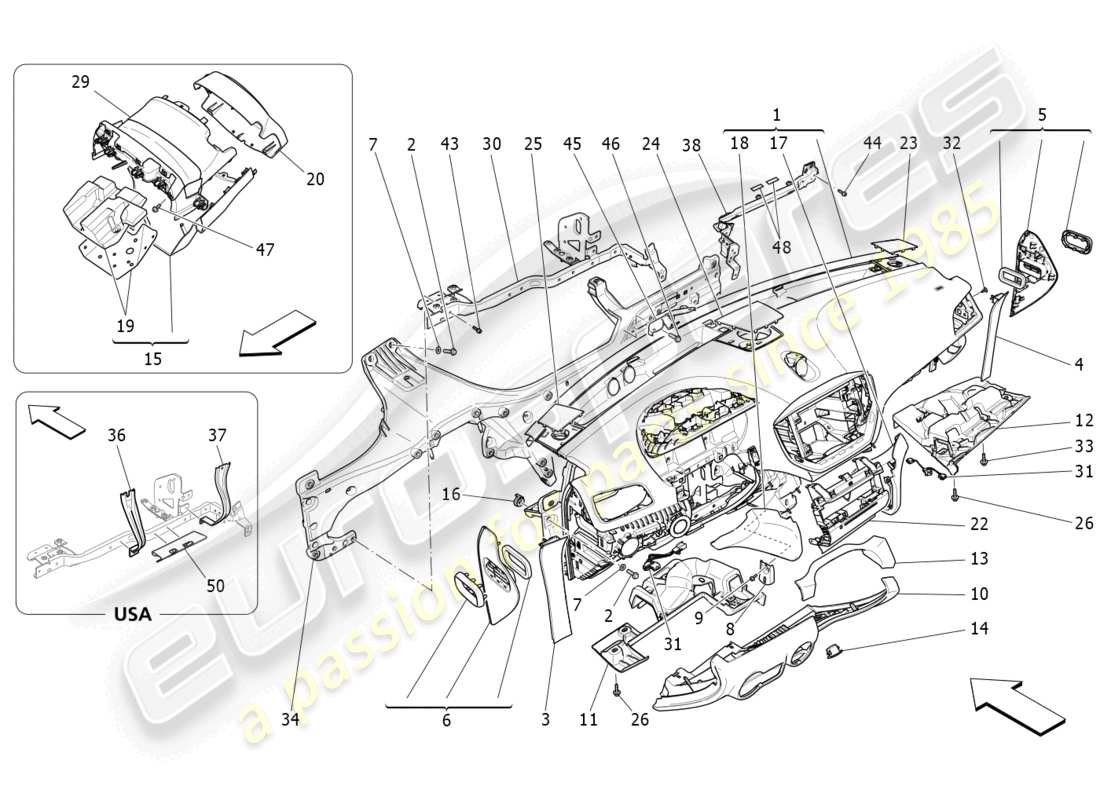 maserati ghibli (2014) dashboard unit ersatzteildiagramm