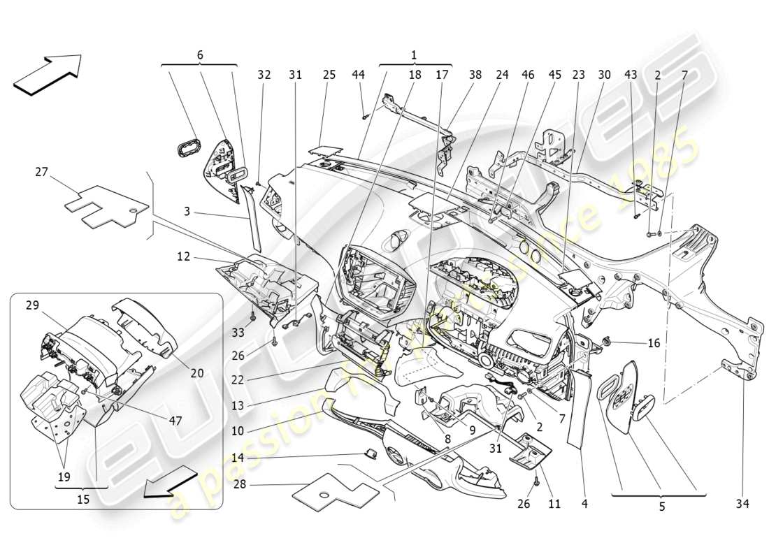 maserati ghibli (2015) dashboard unit ersatzteildiagramm
